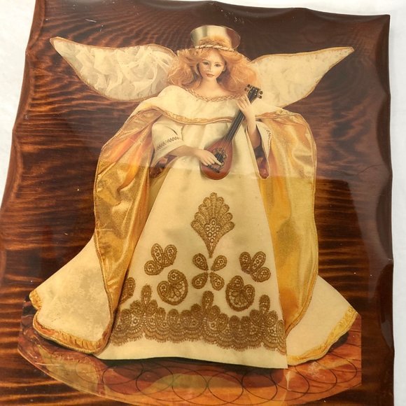 Vintage Wood Angel Plaque Lacquered Glossy Wooden - Picture 2 of 7